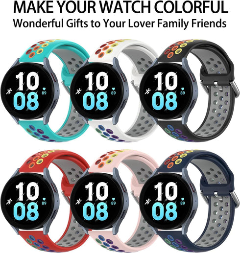 20mm Rainbow Watch Bands Compatible with Samsung Galaxy Watch FE 40mm/Watch 6 Classic 43mm 47mm/Watch 5 Pro 45mm/Watch 4 Classic 42mm 46mm/Active ...