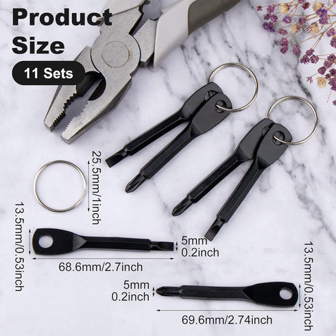 Keychain Screwdriver Tool Set, 11pcs Outdoor Tool Gadgets Kit Travel Kits Key Chain Screwdriver Tool Mini Pocket Screwdriver Keychain with Key Rin...