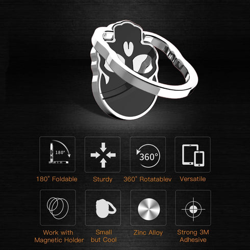 homEdge Cell Phone Skull Ring Grip, Set of 3 Packs 360° Adjustable Finger Ring Holder, Suitable for Magnetic Car Mount Kickstand for Cell Phone-Bl...