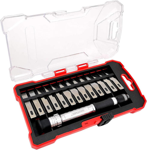 HAUTMEC 14 in 1 Hobby Knife Craft Knife Set SK5 for DIY Art Work Cutting - 1 Handles and 13 Spare Blades with Storage Case for Craft, Hobby, Carvi...