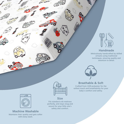 2 Pack Crib Sheets for Girls Boys, 38" x 26" Portable Pack N Play Sheets Fitted for Pack and Play Mattress and Mini Crib Mattress, Ultra Soft Cart...