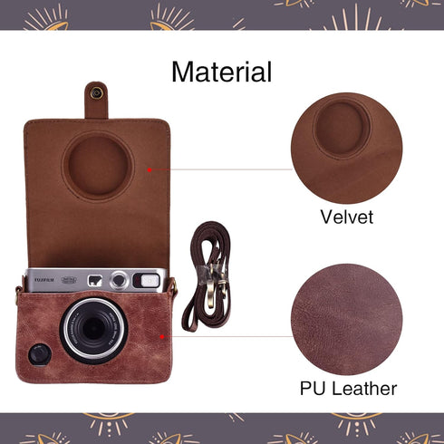 MUZIRI KINOKOO Case for Instax Mini EVO Camera - PU Leather Protective Case with Opening Bottom for Fuji Instax Mini EVO with Adjustable Shoulder ...
