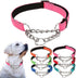 Pink Martingale Collar for Dogs, Reflective Nylon Dog Collar Adjustable Stainless Steel Chain Collar Female No Pull Pet Training Collar for Small ...