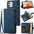 RANYOK Wallet Case Compatible with iPhone 12/12 Pro (6.1 inch), Premium PU Leather Zipper Flip Folio RFID Blocking Wallet with Wrist Strap Kicksta...