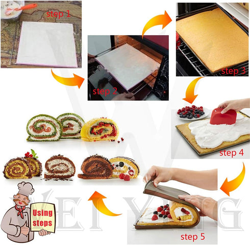 Baking Mat, Swiss Cake Roll, Luck Love Non-Stick Silicone Oven Pads Cake Roll Mat Baking Sheet, Multifunction Table Mat Anti-hot Pad Bakeware Baki...