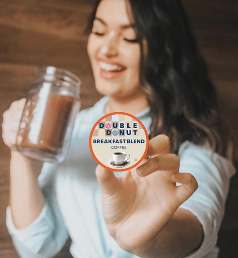 Double Donut Breakfast Blend Fresh Medium Roast Coffee SingleServe Pods for Keurig K Cup Brewer Machines 24 Capsules per Box...