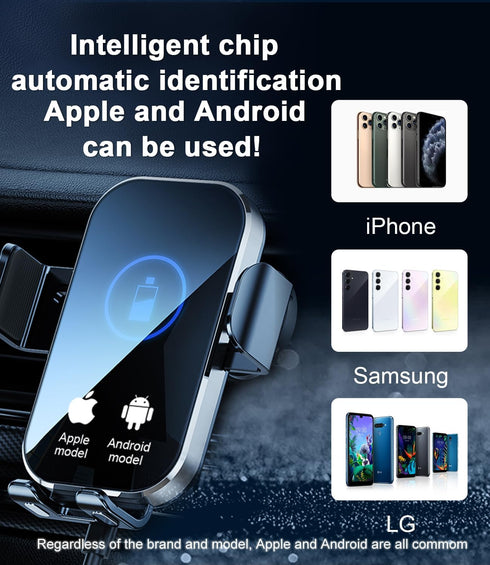 Wireless Car Charger Mount, 15W Fast Charging Auto Clamping Car Charger Holder for iPhone/Samsung for iPhone 15 14 13 12 11 Pro,Samsung Galaxy S23...