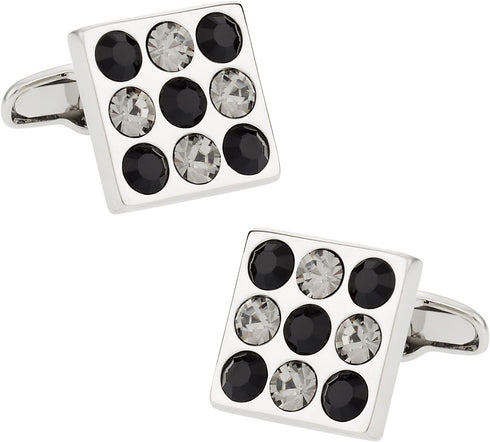 Crystal Cufflinks Bingo Board Black Diamond and Jet...