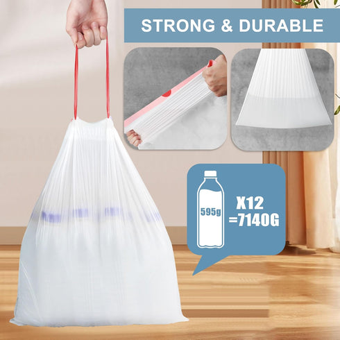 Small Trash Bags 4 Gallon, Unscented Small Garbage Bags, JUKFITA 4 Gallon Trash Bags Drawstring, Strong Trash Can Liners for Bathroom Office Bedro...