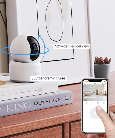 GALAYOU Indoor Security Camera 2K, Pet Camera, 360 Degree WiFi Home Security Camera for Baby/Elder/Nanny with Night Vision, Siren, 24/7 SD Card St...