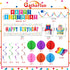 Happy Birthday Decorations Kit: Happy Birthday Banner,Birthday Dots Design Plastic Backdrop, Circle Confetti Garland, Swirl Streamers, Honeycomb B...