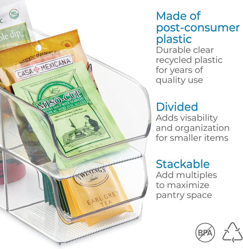 iDesign Linus Spice Packet Organizer Bin for Kitchen Pantry, Cabinet, Countertops - Clear Large...