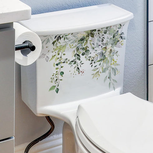 1Pc Beautiful Graffiti Stickers Green Plant Leaves Self-Adhesive Traceless Bathroom Toilet Cover Decor Decal Home Supplies Herbs Toilet Lid Decals...