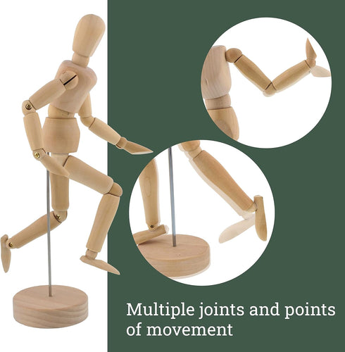 US Art Supply® Wood 8" Female - Artist Drawing Manikin Articulated Mannequin with Base and Flexible Body - Perfect for Drawing The Human Figure (8...
