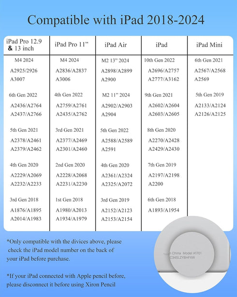 Stylus Pen for iPad (2024-2018), iPad Stylus Pencil with Palm Rejection, Compatible with Apple iPad Air 11"/13"(M2)/5/4/3 Gen, iPad Pro 11"/13"(M4...