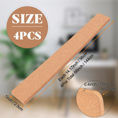 4 Pack Small Bulletin Strip Cork Strip Cork Board Tiles Bulletin Bar Strips for Walls, Adhesive Pin Board for Classroom Memo Office Home Kitchen S...