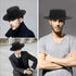 Fashion Classic Black Fedora Flat Hat, Wide Brim Jazz Hats Church Derby Cap for Women and Men...