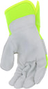 CAT® CAT013103L Pigskin Palm Gloves – Neon green, Large, Gunn-Cut, High-Vis Leather Gloves with Rubberized Safety Cuffs...