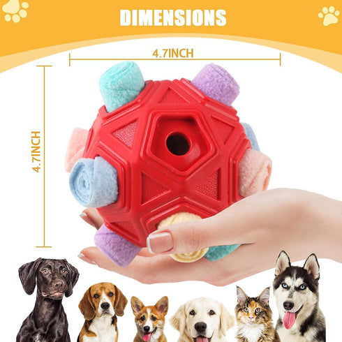 Dog Snuffle Ball-Interactive Puzzle Dog Toys Encourage Natural Foraging Skills Slow Feeder for Training and Stress Relief, Cloth Strip Hiding Food...