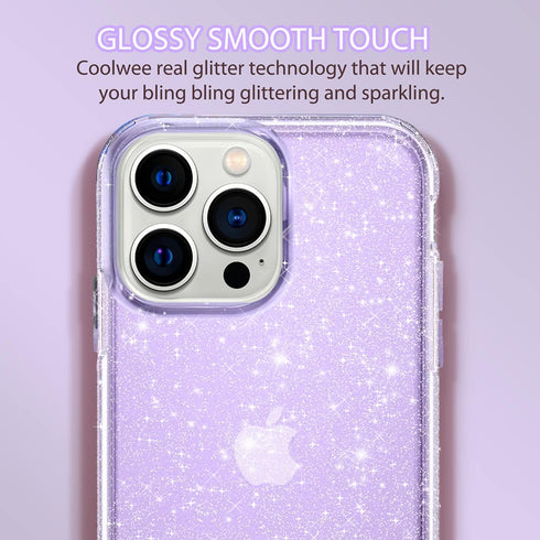 Coolwee Clear Glitter Compatible iPhone 13 Pro Case Slim Protective Phone Cover Shiny Sparkle Women Girls Compatible with iPhone 13 Pro 6.1 inch S...