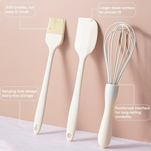 Silicone Spatula Set Food Grade with Pastry Brush and Whisk, Nonstick Cookware High Heat Resistant Seamless Design Kitchen Spatulas for Cooking, B...