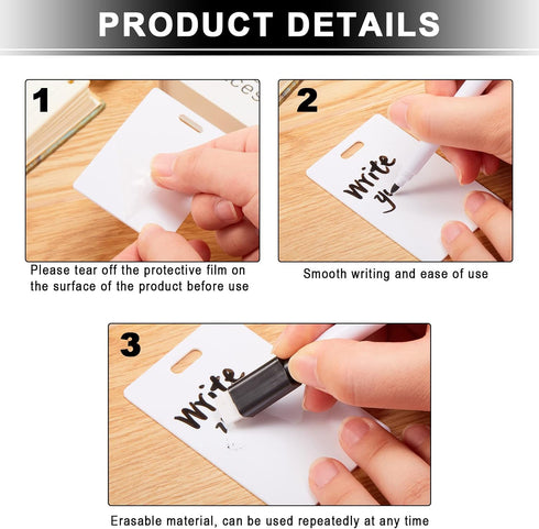 24 Packs Pocket Sized Erasable Notepad Badge Accessory 12 Pieces Mini Whiteboard Clipboard Hangs with Badge Mini Whiteboard Small Dry Erase Board ...