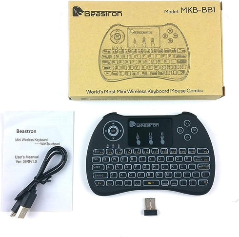 Beastron (Upgraded) 2.4G Mini Wireless Keyboard with Touchpad Mouse?QWERTY Keyboard, Backlit Portable Keyboard Wireless with Remote Control for La...