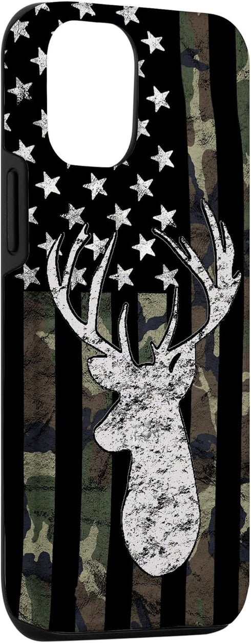 Deer Hunting Camouflage American Flag Whitetail Buck USA Case for iPhone 12/12 Pro...