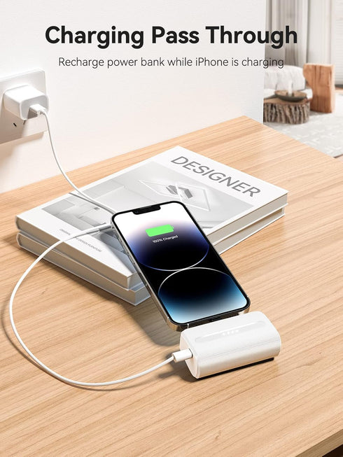 NEWDERY Mini Portable Charger for iPhone, 6600mAh 22W PD Power Bank Fast Charging with Carrying Case, Small Travel Battery Pack Compatible with iP...
