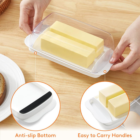 Lifewit Butter Dish with Lid for Countertop, Extra Large Plastic Butter Holder Container with Handles&Markings in Kitchen Organization, Perfect fo...
