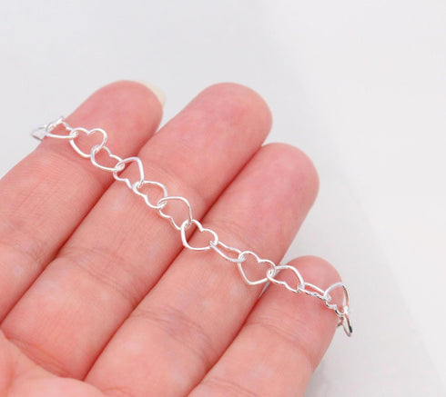 Hollow Love Heart Link Chain Bracelet Sterling Steel Bracelet for Women...