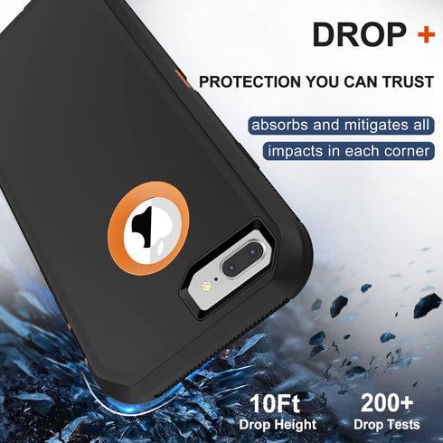 for iPhone 8 Plus Case, iPhone 7 Plus Case with Belt Clip Holster, 2X Screen Protector, Military Grade Heavy Duty Shockproof Drop-Proof Rugged Pro...