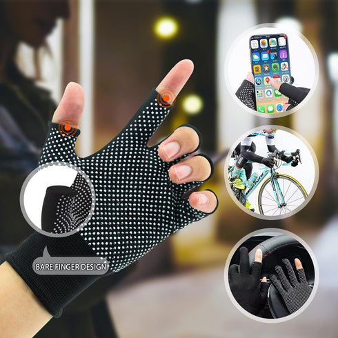 Lightweight Men and Women Half-Finger Slip Breathable Fingerless Work Gloves for Construction Nylon Fitness Cycling Motorcycle Gloves...