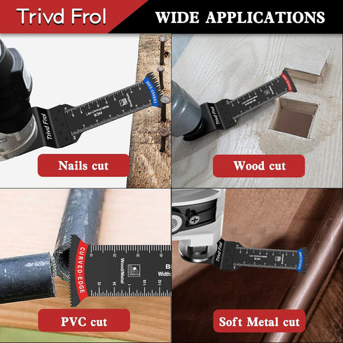 10PCS Extra Long Oscillating Saw Blades, Curved Edge Bi-Metal and Japanese Teeth Multitool Blades Precise Cut for Wood, Plastic, Nails, Metal, Fit...