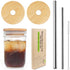 Mason Jar Lids With Straw - Reusable Bamboo Wide Mouth Tumbler Tops, 2 Packs With 2 Stainless Steel Straws...