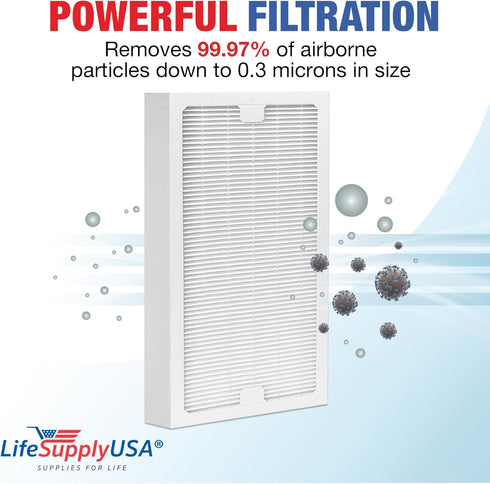 LifeSupplyUSA True HEPA Filter Replacement Compatible with Hunter 30966, 30747, 30748, 30750, 30856, 37748, 37750 Air Purifier...
