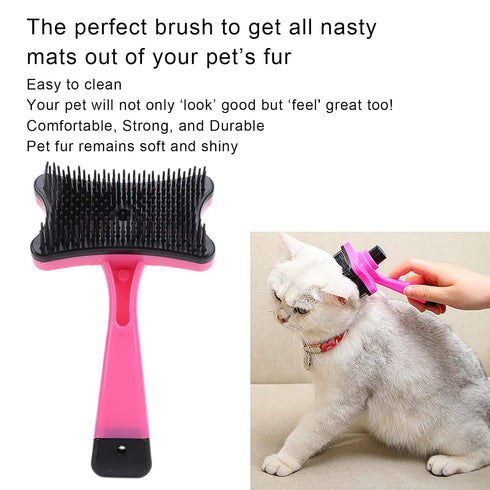GLOGLOW Pet Grooming Brush, Self Cleaning Slicker Brush Short and Long Hair Shedding Brush for Dogs Cats Gently Removes Loose Undercoat(Rose Red) ...