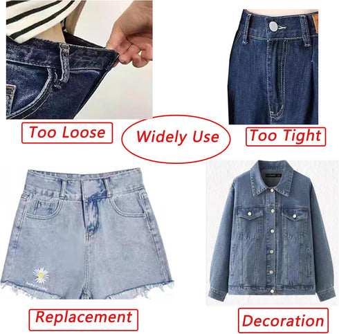 8 Pcs Button Pins for Jeans, Jean Buttons Pins for Loose Jeans, Jean Button Replacement, No Sew and No Tools Instant Needed Jean Button Pins for P...