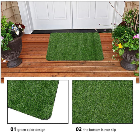 BESPORTBLE Artificial Grass Door Mat, 15.7x23.6inch Realistic Fake Grass Rug for Dogs Patio Balcony Yard Lawn Garden Decor...