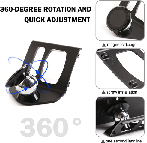 LLKUANG 360-Degree Rotary Cell Phone Holder Mobile Phone Mount Black(magnet) for BMW 5 Series F11 F10 F07 2010-2016 (Black)...
