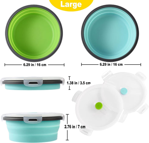 Large Collapsible Dog Bowls, 2 Pack 27 OZ Travel Dog Bowls with lids for Large Dogs, Foldable Silicone Dog Water Food Bowl, Lightweight Sturdy Lea...