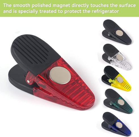 3-1/4" Length Plastic Refrigerator Magnet Clips Sets?Magnet Paper Clips, Snacks Bag Clips?Multipurpose Clips - Set of 6 (Red)...