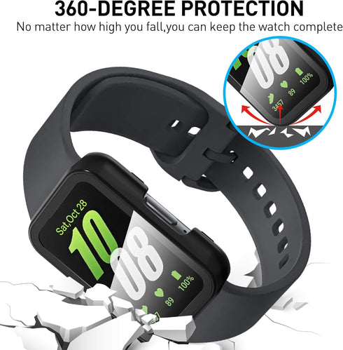 Suoman 2-Pack for Samsung Galaxy Fit3 Case, Full-Coverage Screen Protector Tempered Glass Bumper Cover Case for Samsung Galaxy Fit3 Smartwatch for...