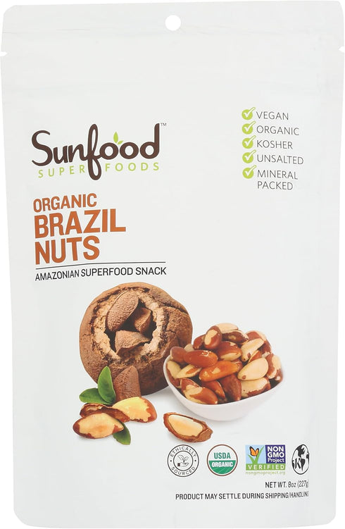 Sunfood Superfoods Raw Organic Brazil Nuts - Brazil Nuts Organic, Raw Brazil Nuts, Brazilian Nuts Unsalted, Great Source of Protein, USDA Organic,...