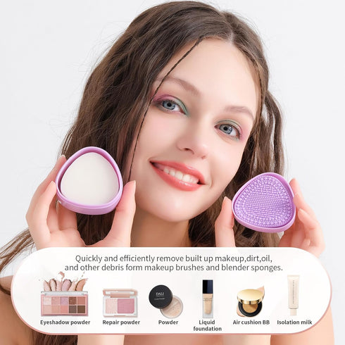 Docolor Makeup Brushes Cleaner Set Solid Soap Cleanser with Color Removal Sponge, Makeup Brush Cleaner Mat Brushes Shampoo for Cleaning Makeup Spo...