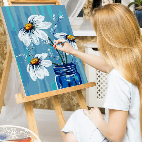 Ginkko Paint by Numbers for Adults Kids Beginners with Wooden Frame Easy Acrylic on Canvas 12x16 inch with Paints and Brushes, Vase Flower(Include...