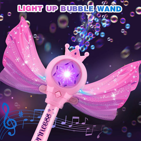 Bubble Wands for Kids Toys for 3 4 5 6 Years Old Girls: Light Up Bubble Wand Outdoor Toys for Girls Ages 4-8 Bubble Party Favors for Kids 4 Year O...
