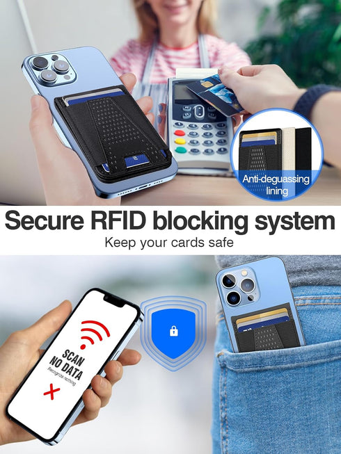 HiWe for Magsafe Wallet Stand, Strong Magnetic Wallet for iPhone 15/14/13/12 Series, for iPhone Magsafe Wallet with 3 Card Slots, Open ID Window, ...
