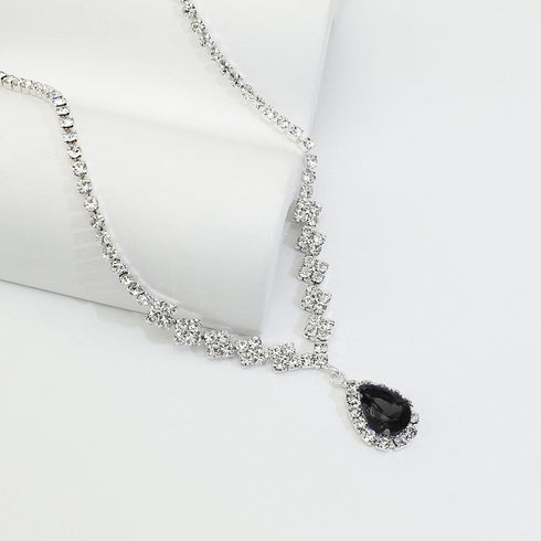 UDYLGOON Bride Rhinestone Crystal Earrings Necklace Jewelry Set for Bridesmaid Bride Wedding Costume Prom...