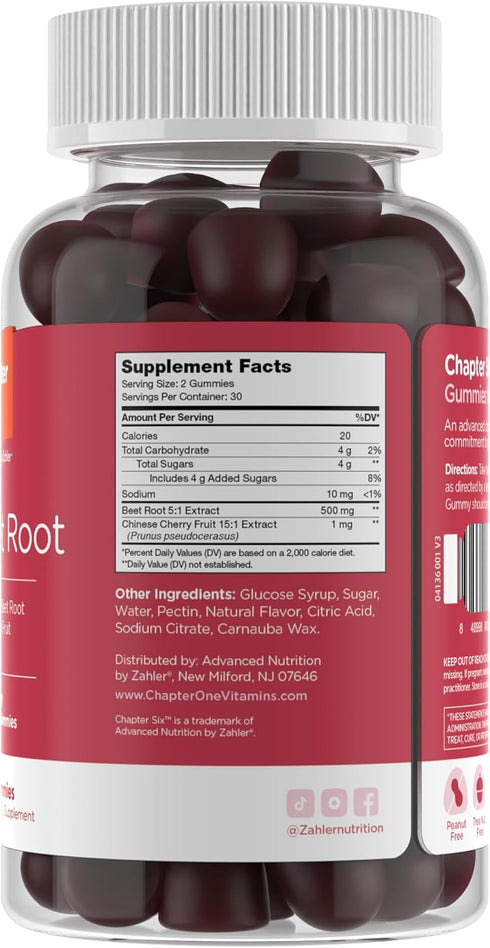 Zahler Beet Root Gummies with Cherry Fruit Extract - 500mg Beet Gummies for Adults - Dark Cherry Flavor - Supports Blood & Nitric Oxide Flow - Veg...